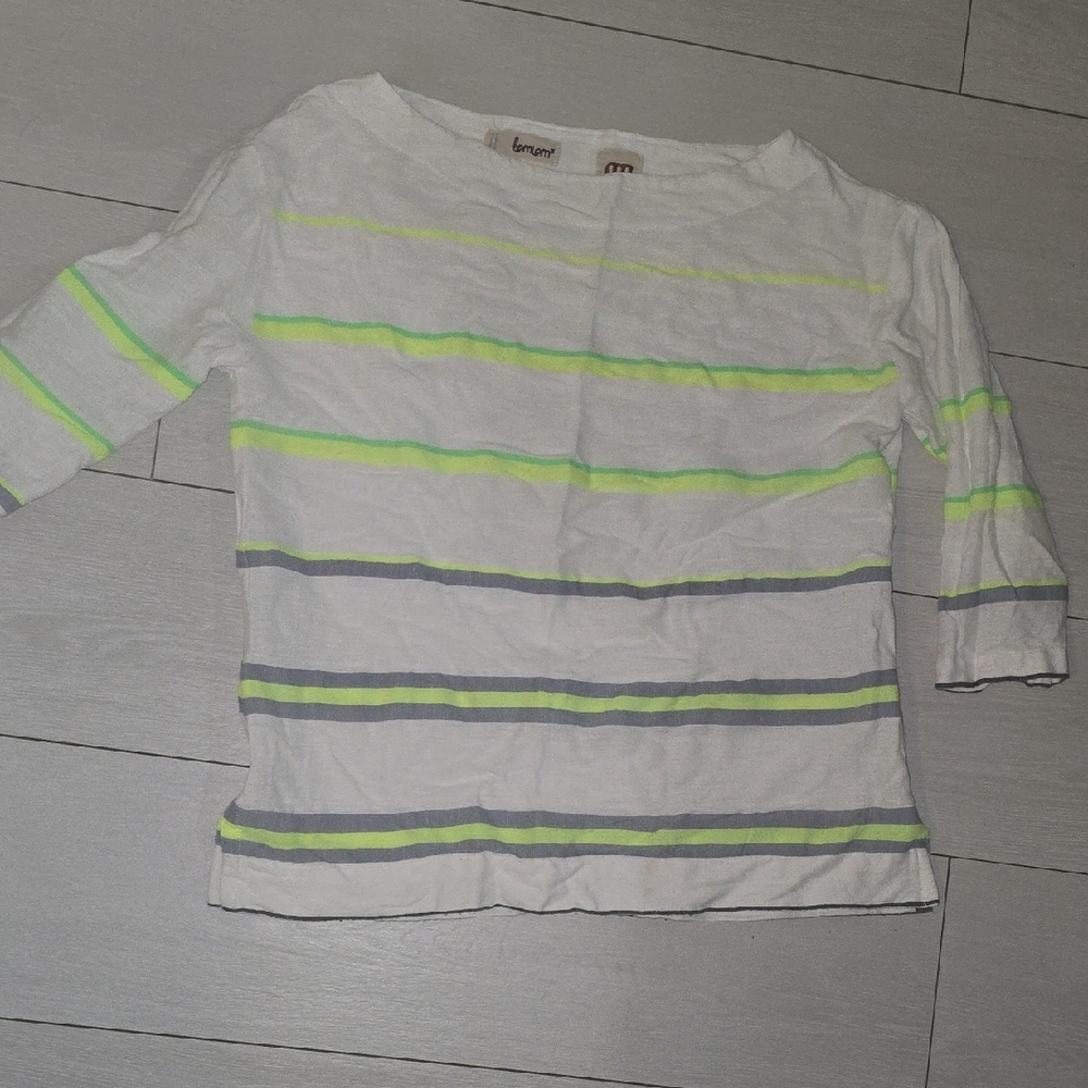Lemlem White and Neon Yellow Top